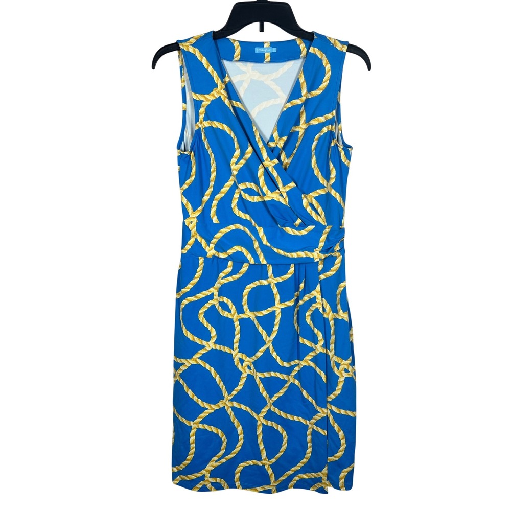 J.McLaughlin Shirt Dress Womens Medium Blue Rope Print Catalina Cloth Pullover